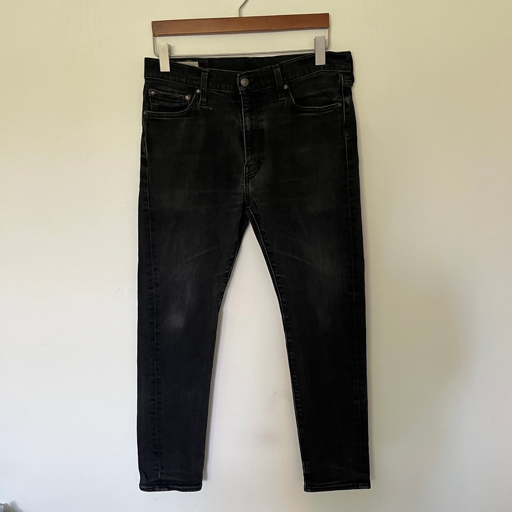Levis 511 Slim Fit Jeans Mens 32x28 Faded Black Denim Tapered Leg Zip Fly